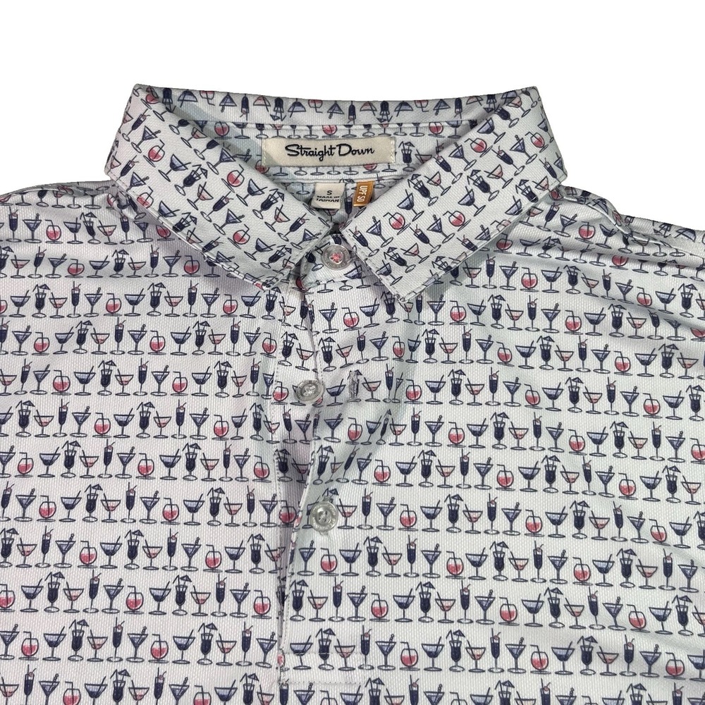Straight Down Polo Men's Large Drinks Martini Golf Performance Tobacco Road